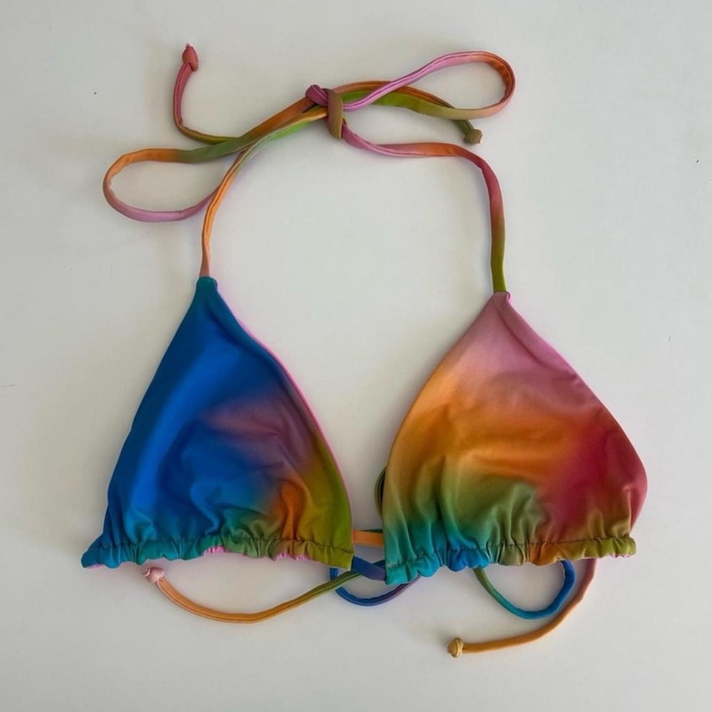 Frankie's Bikinis Multicolor Tie-Dye Bikini Top